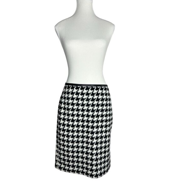 Talbots‎ Women's Black Houndstooth Wool Y2K Business Career Pencil Skirt 4P/W29 - Picture 1 of 14
